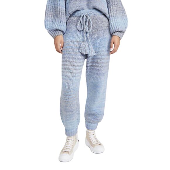 LoveShackFancy Blossom Sweatpants Pants Joggers Womens Large Blue Wool Alpaca - Picture 12 of 12
